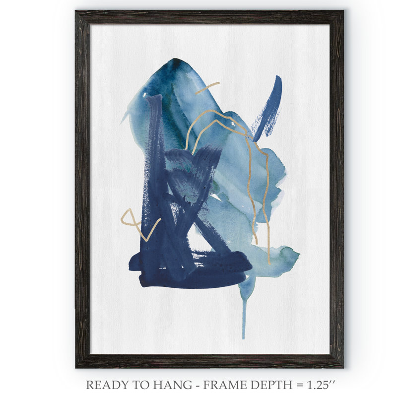 «Indigo Collide II» par Paul Cezanne - reproduction d'art encadrée, H 30 po x l 22 po x P 2 po, Toile encadrée, ébène