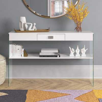 Allegonda Console Table with 1 Drawer and Glass Frame