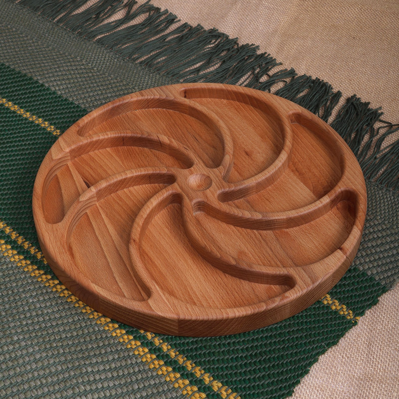  Assiette à hors-d'œuvre en bois faite à la main Tasty Whirl