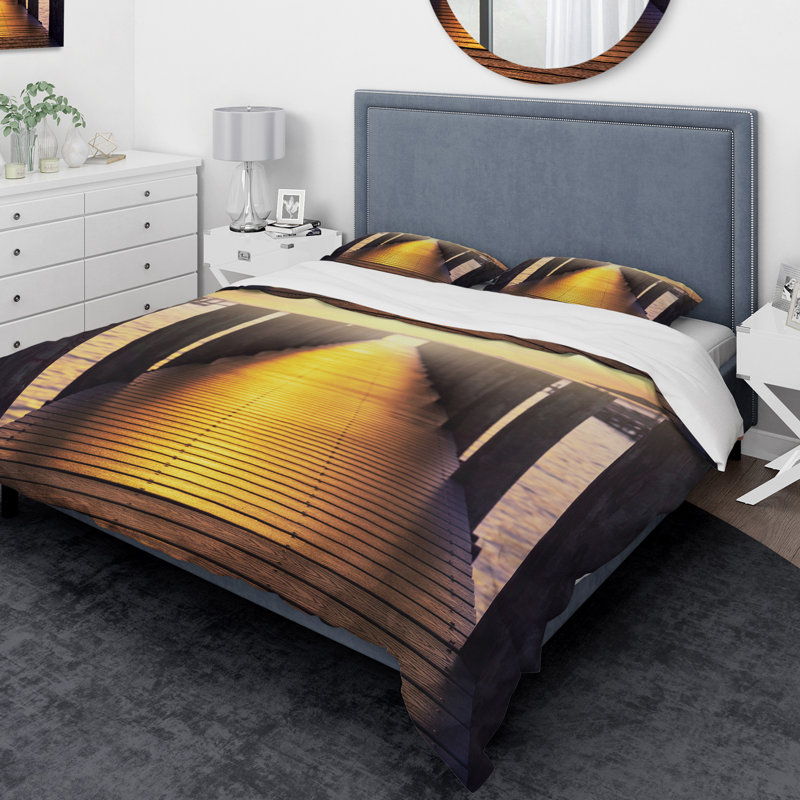 Ensemble de housse de couette Sea Designart, Housse de couette très grand + 2 taies décoratives