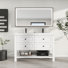 Meuble-lavabo double 48 po avec comptoir en résine Sharee, robinet en alliage de zinc, 4 tiroirs lisses et 1 tablette ouverte Sharee
