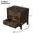 24‘’W Brown Side Cabinet with 3 Drawers