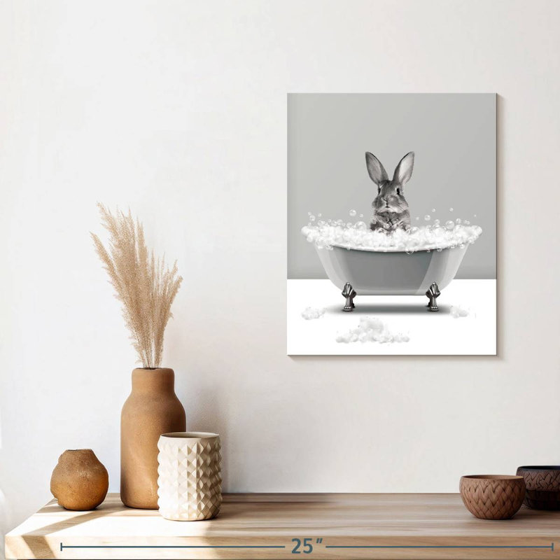«Bathaign Animal Rabbit», reproduction sur toile, H 15 po x l 12 po x P 1,25 po