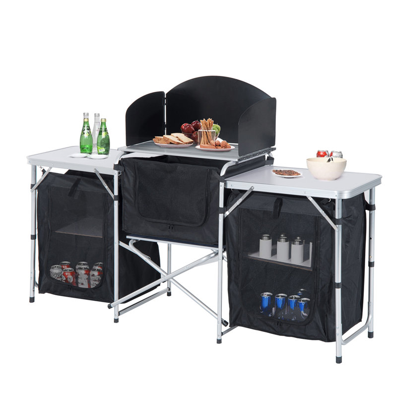 Table de cuisine pliante en aluminium pour le camping Outsunny