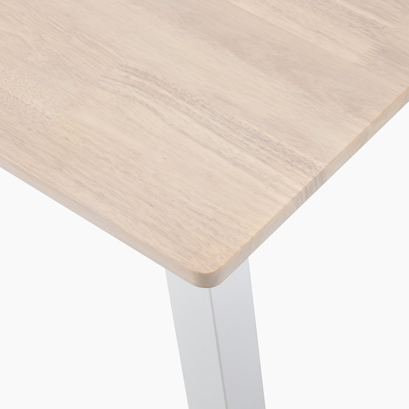 Tobery Rectangular Whitewashed Solid Wooden 6 Seater Dining Table - Scandinavian-inspired