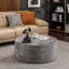 Table basse ronde de 39,37 po avec finition en faux béton pour le salon, table basse à cercle cylindrique moderne pour le salon, assemblage sans besoin (gris béton)