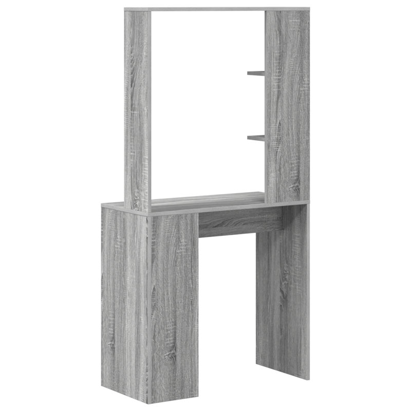 Computer Desk Solid Wood, MDF Compact, Grey Sonoma