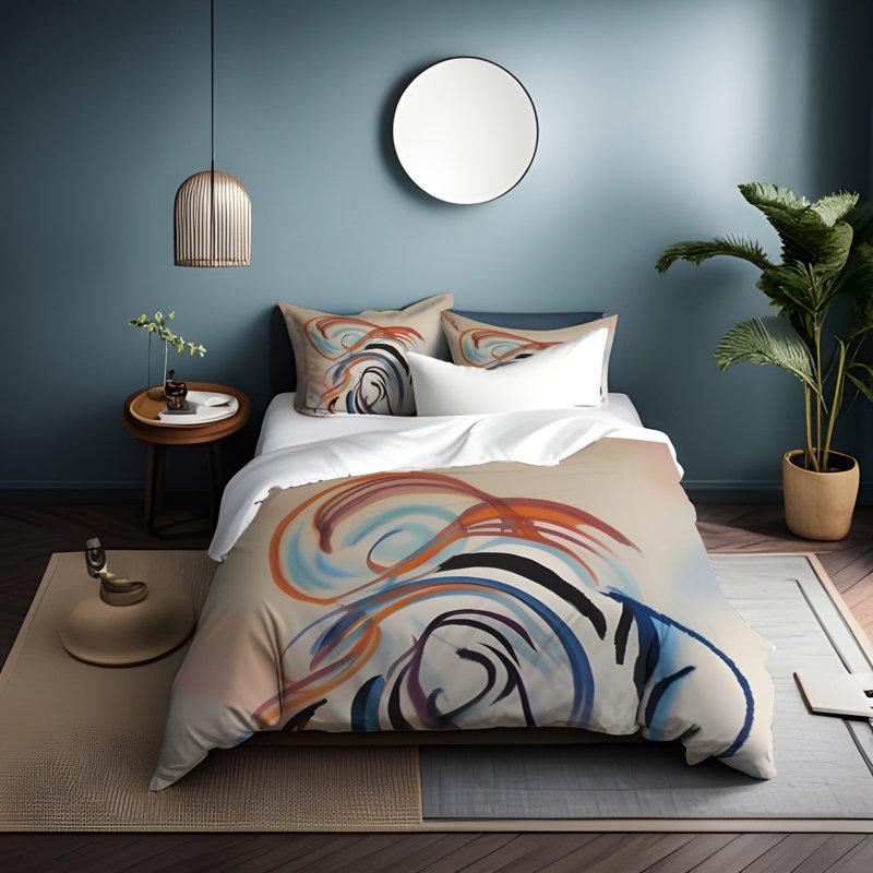 Polyester Abstract Duvet Cover, King Duvet Cover + 2 King Shams