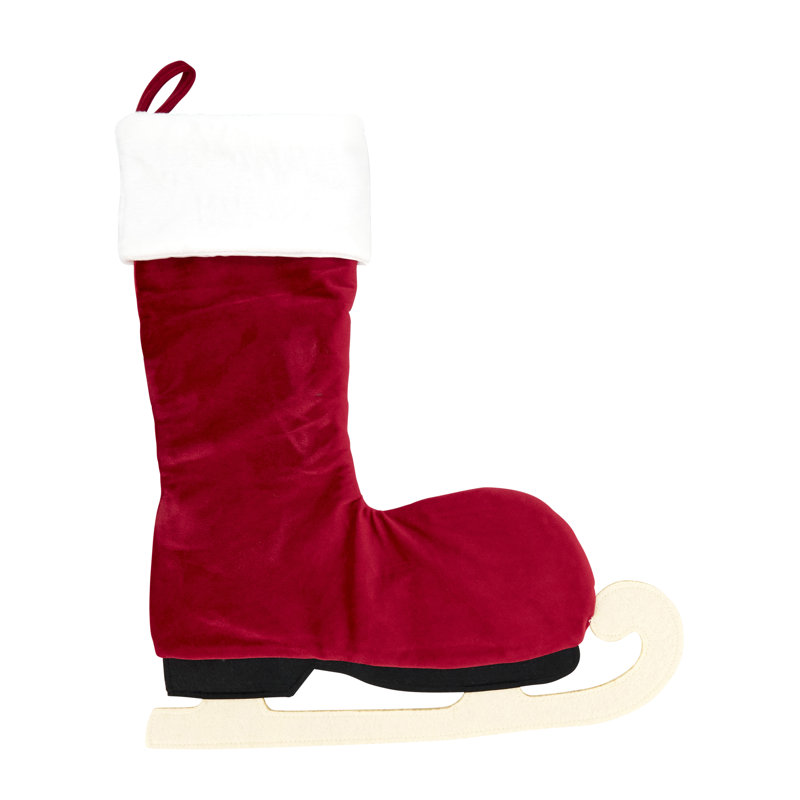 Wintry Charm Red Ice Skate Holiday Stocking
