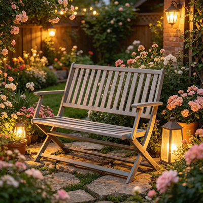 Banc de jardin en bois, banc de parc pliable, banc d'extérieur Smart Design
