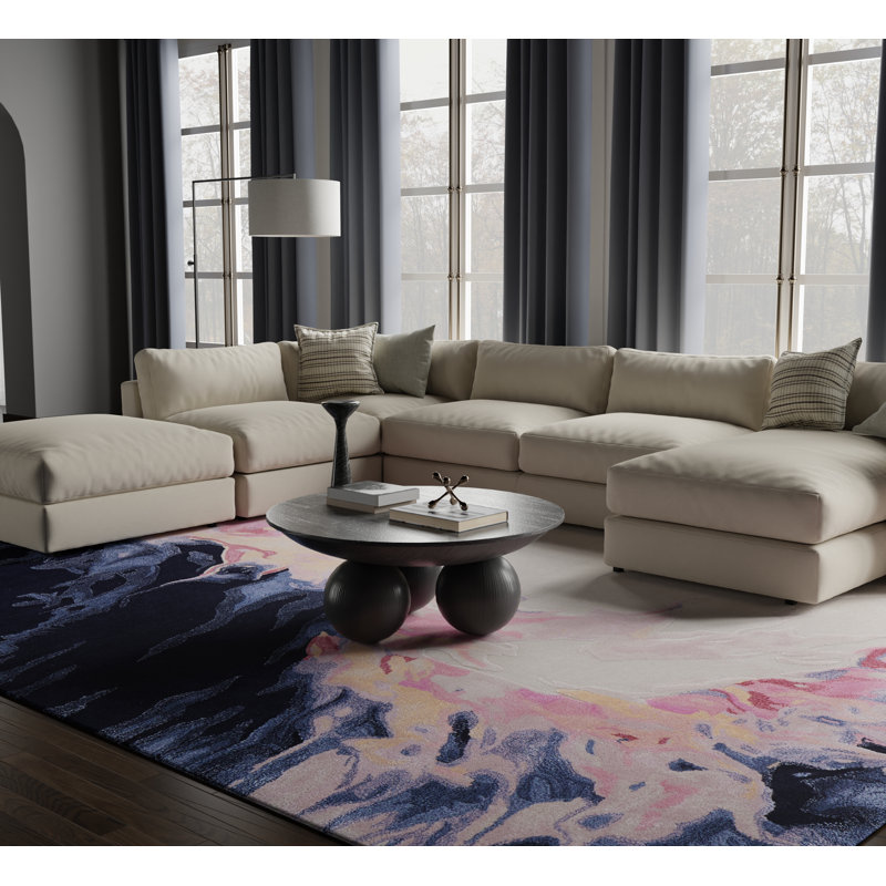 Kawai Modern Abstract Area Rug, Rectangle 10' x 14'