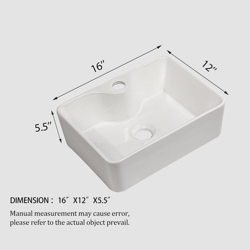 Go Peak Track 12'' Ceramic Rectangular Bathroom Sink
