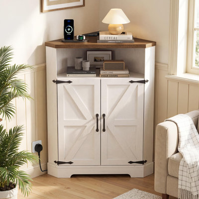 Corner Cabinet with Power Outlets,Storage Kitchen Cupboard