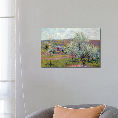 Spring In The Environs Of Paris, Apple Blossom, 1879 by Alfred Sisley - Wrapped Canvas Painting