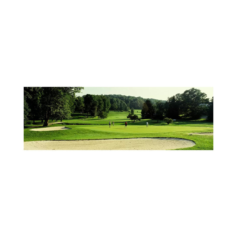 Four People Playing On A Golf Course, Baltimore County, Maryland, USA - Wrapped Canvas Panoramic Print