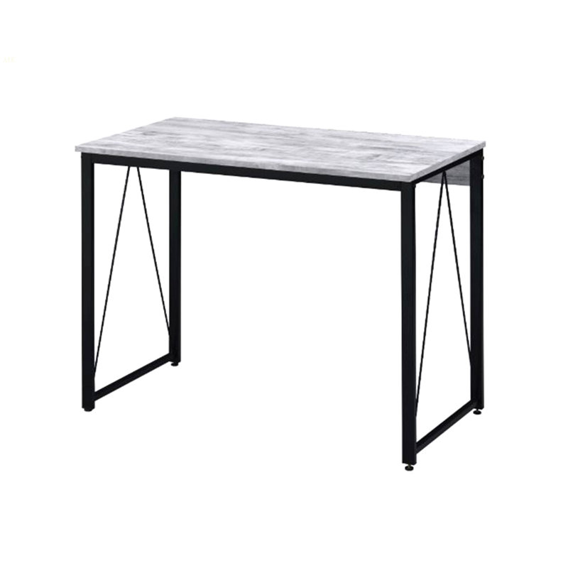 Bureau d'écriture rectangulaire avec base en métal, blanc antique et noir
