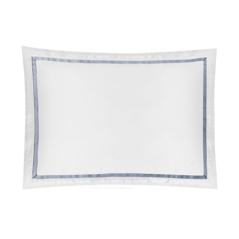 Estate 100% Cotton Sateen Shams, white/ ocean blue, King