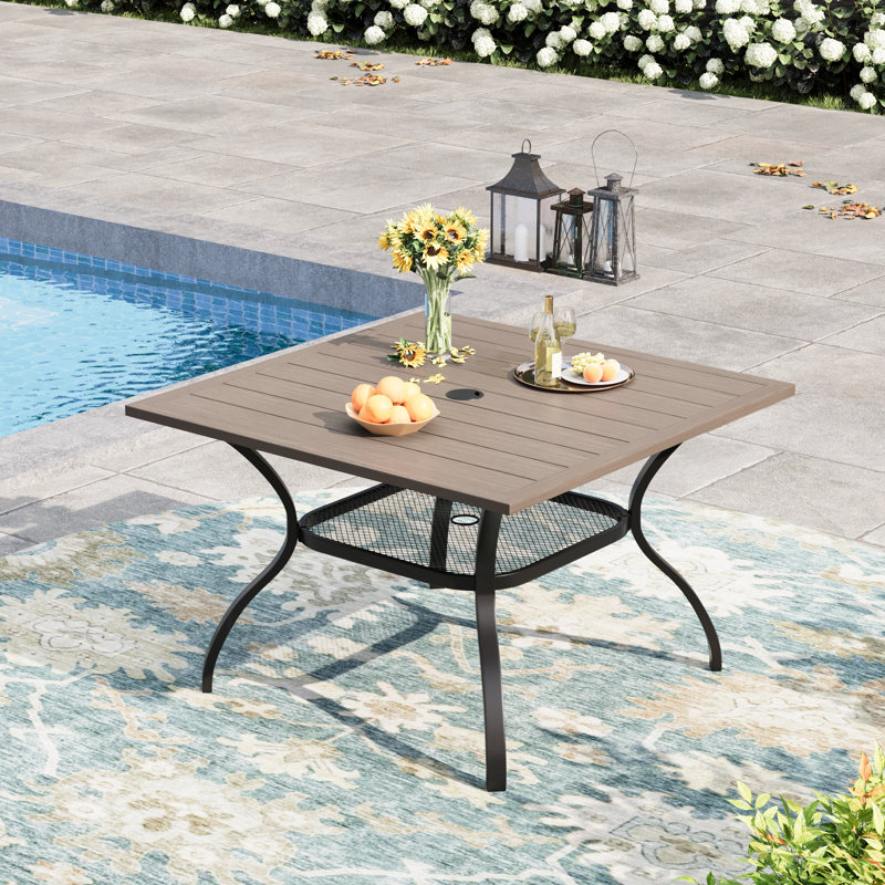 Table de salle à manger carrée extérieure de 96 cm (37,8 po) pour 4 personnes, Bois brossé gris