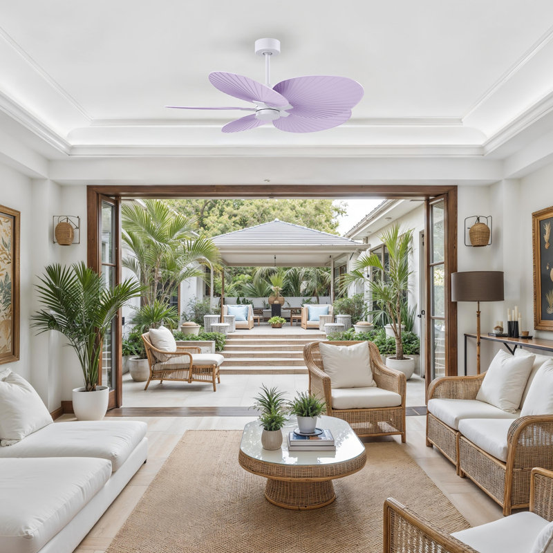 Alessandra - Ventilateur de plafond à cinq pales, Blanc mat, Lilas
