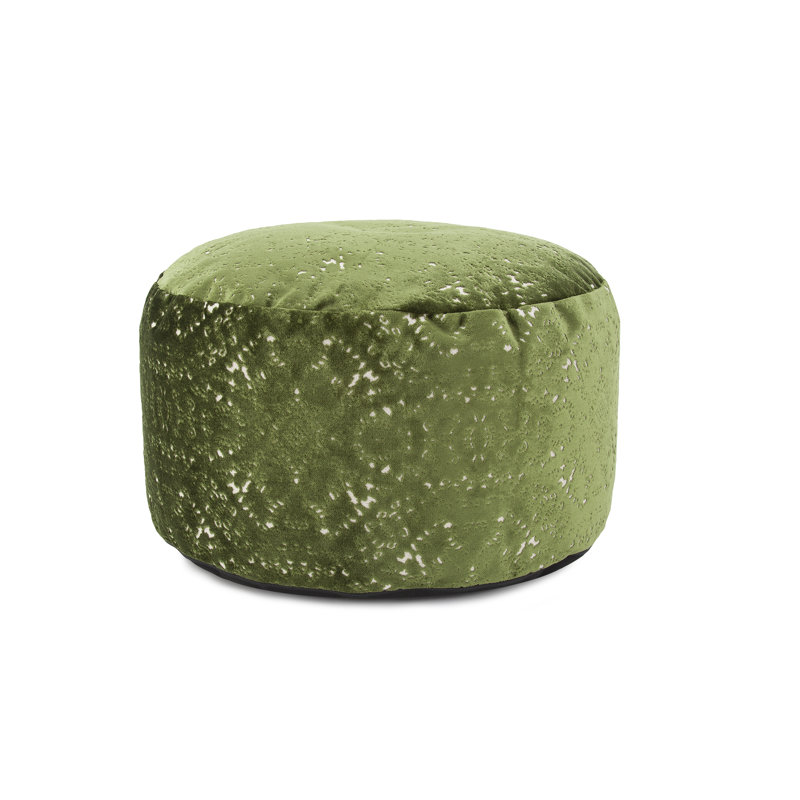 Pouf rond de 22 po de largeur, Mélange de polyester émeraude Pasini