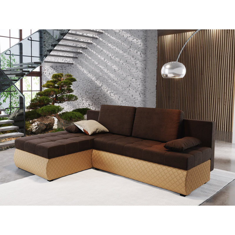 Shenka 3 Seater Corner Sofa , Brown - Microfaza20/Dolaro100, Left -sided