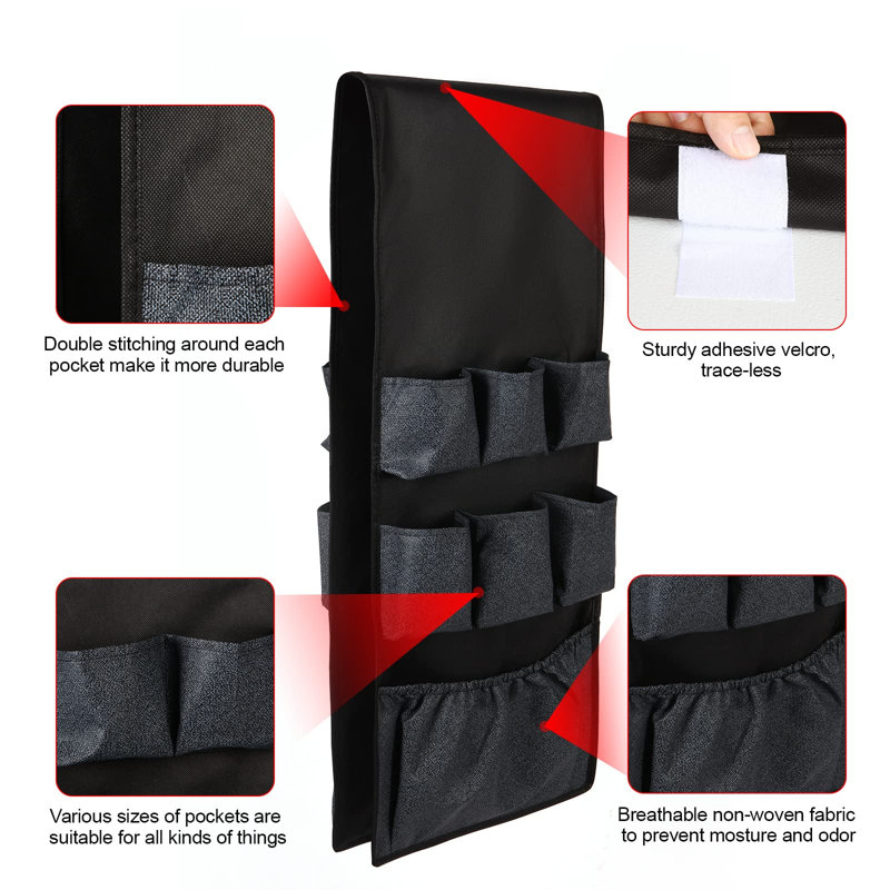 Mini Fridge Caddy Organizer Storage Bag, Over The Fridge Storage Organizer With 15 Extra Large Fabric Pockets(Black)