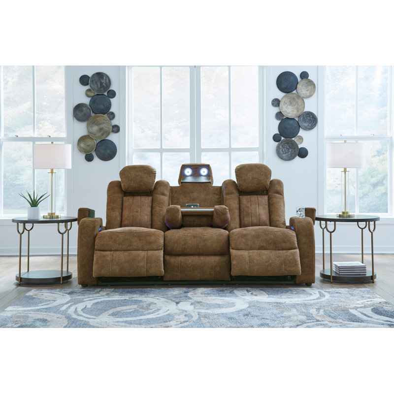 Faux Leather Power Reclining Sofa, 42" H x 86" W x 42" D