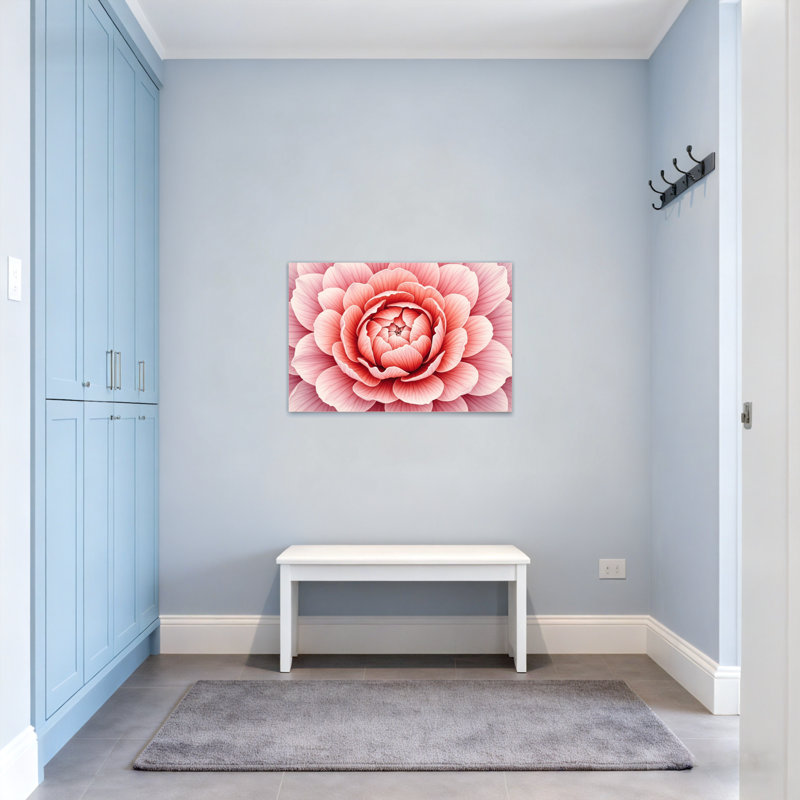Plantes et fleurs, impression de motif floral rose, H 24 po x l 36 po