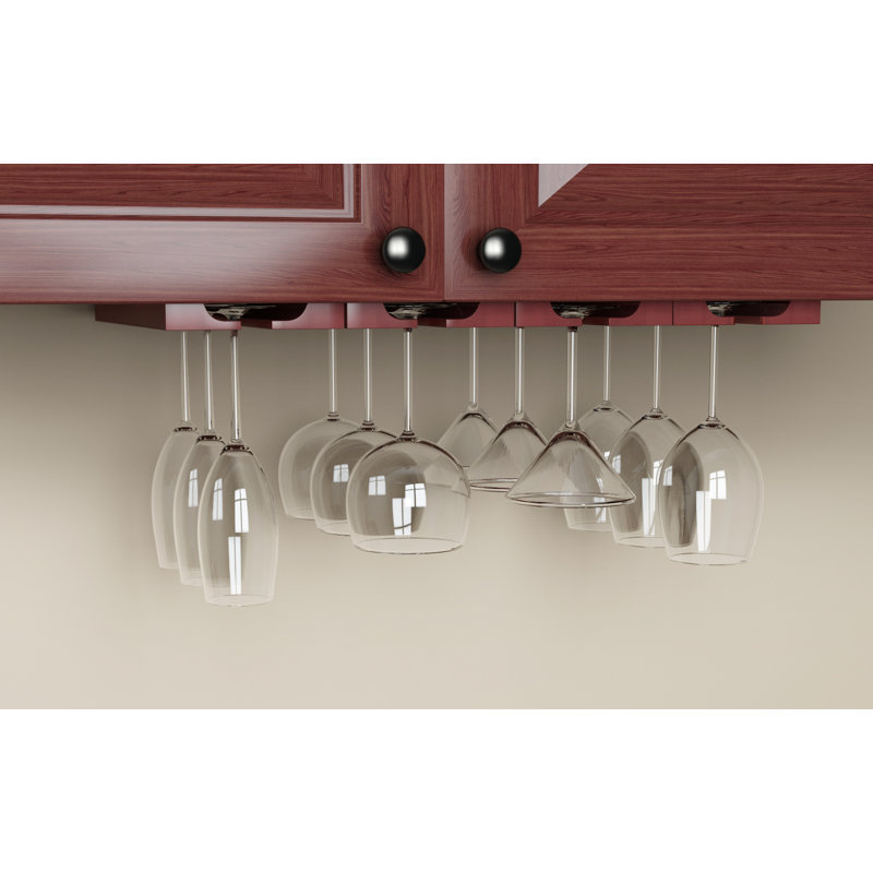 Adren Solid Wood Hanging Wine Glass Rack, Mahogany