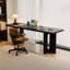 Bureau rectangulaire en bois massif noir-609311482