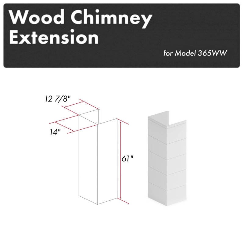 ZLINE 61 in. Rustic Shiplap Wooden Chimney Extension for Ceilings up to 12 ft., White