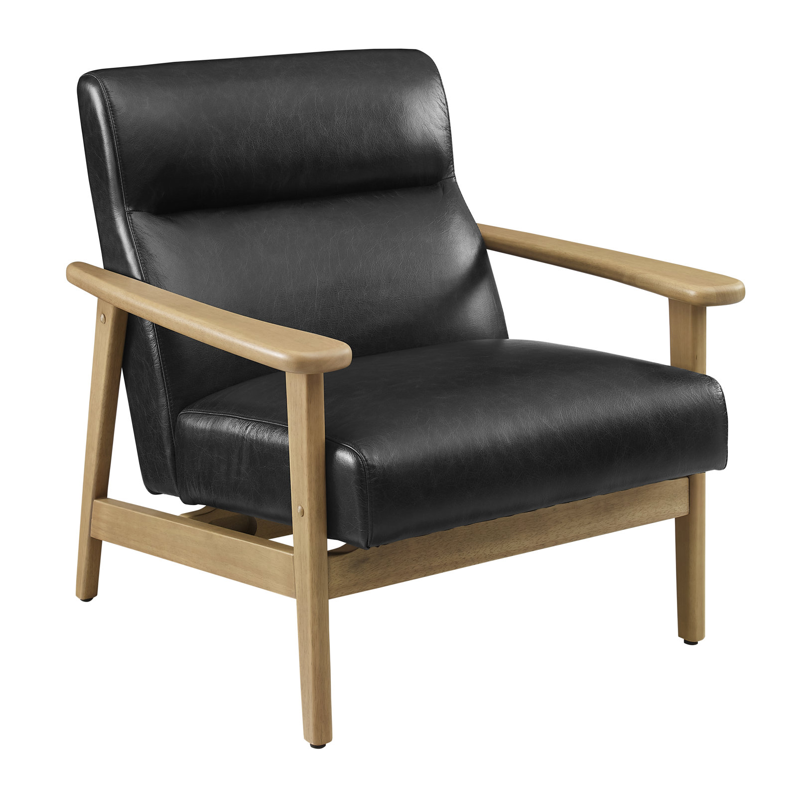 Ford Genuine Leather Solid Wood Armchair, Onyx Genuine Leather