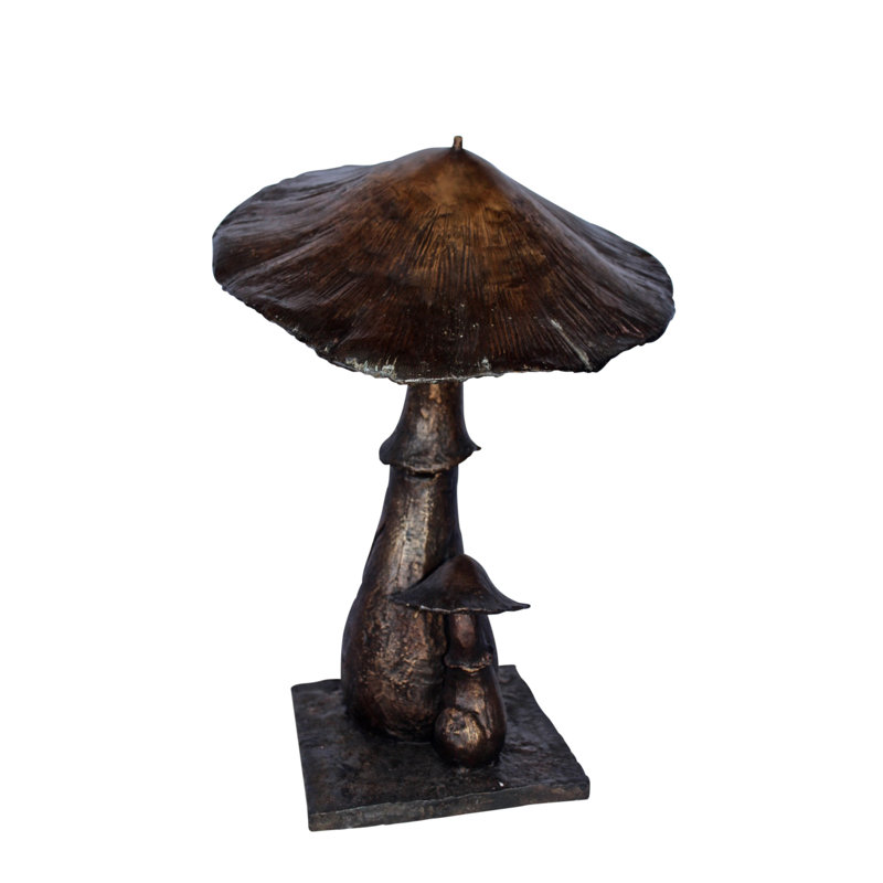 Gabriele Leaning mushroom bronze statue fountain -  Size: 18"L x 17"W x 24"H.