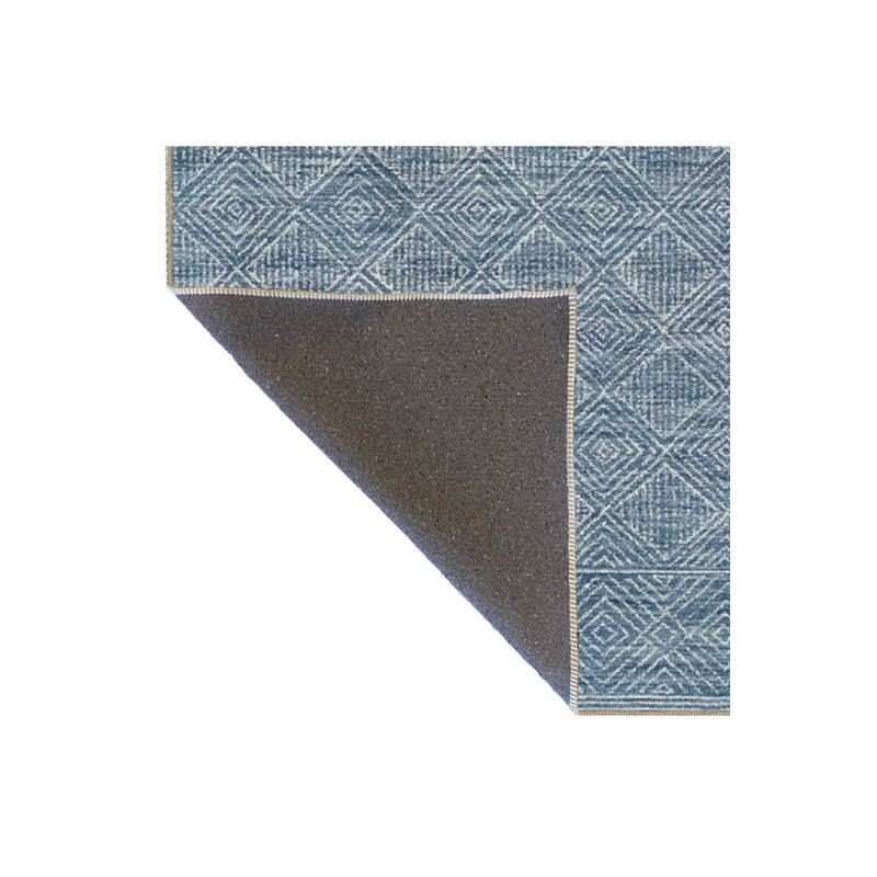 Machine Washable Diamond Patterned Blue Decorative Area Rug, Rectangle 2'6" x 4'11" Rug Pad Included