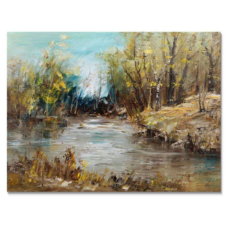 «Summer River Landscape V», reproduction sur toile flottante, H 8 po x l 12 po x P 1 po, Toile tendue
