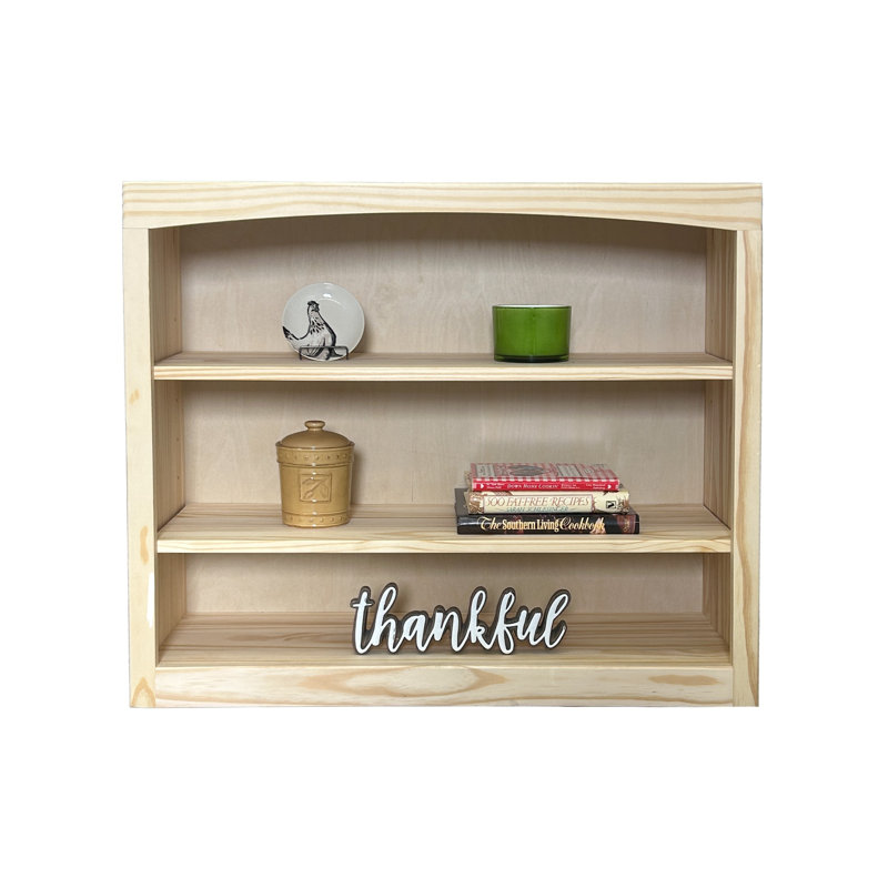 Ossy American Built Solid Wood Bookcase, Unfinished, (3 Shelves) 30"H x 36"W x 12"D