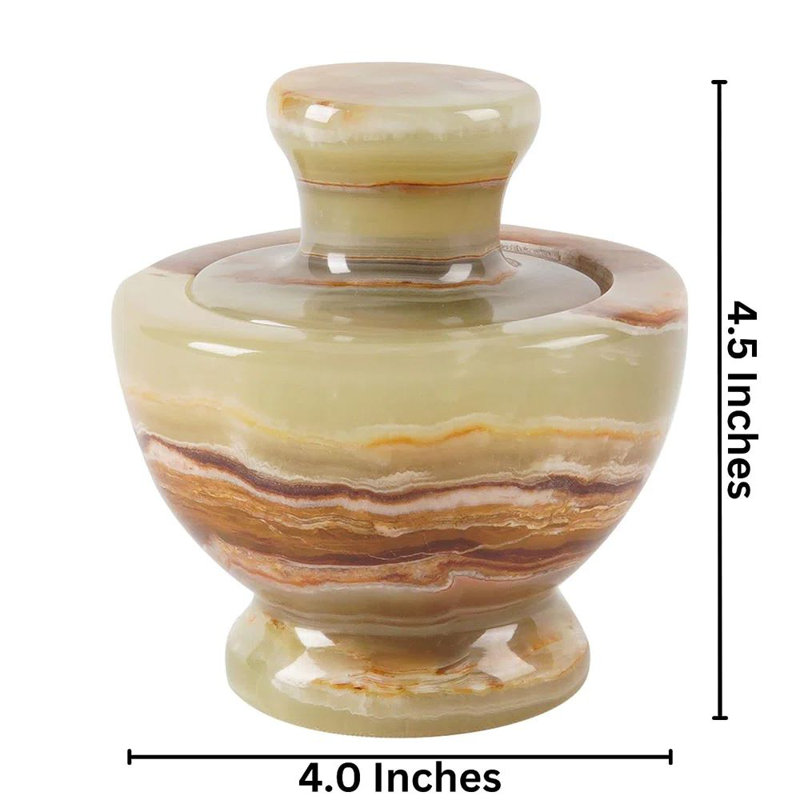 Ensemble de concasseur et de mortier et pilon en marbre naturel fait à la main, Vert