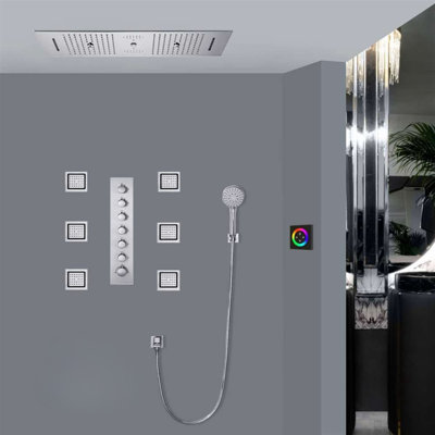 Robinet de douche thermostatique à panneau tactile à DEL Salerno avec valve brute