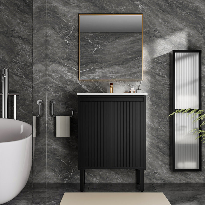 Meuble-lavabo 24 po sans lavabo, Noir mat