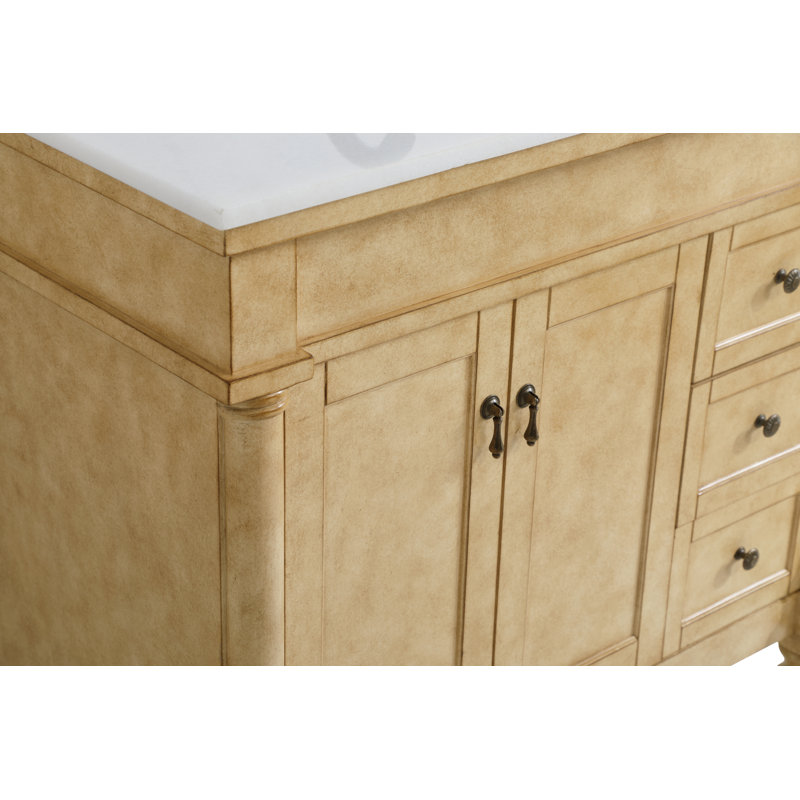 Ensemble de meuble-lavabo simple 36 po Lexington, Bleu, Veines blanches / brunes