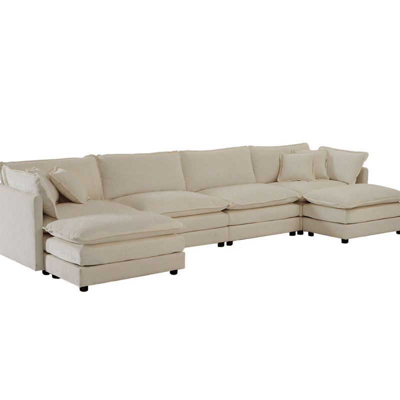 Grand canapé modulaire en U avec chenille et sièges réglables