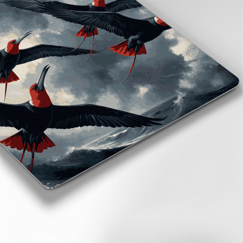 Oiseaux, magnifique frégate, art mural en métal gris, H 144 po x l 144 po x P 0,05 po