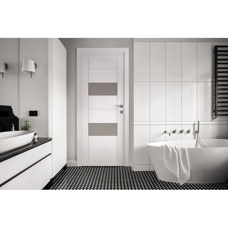 Porte standard préfabriquée en bois manufacturé massif Berta DIY-FRIENDLY, 17,75 po x 79,38 po, Gauche