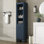 Grande armoire de rangement pour salle de bain avec tablettes réglables, tiroir et porte
