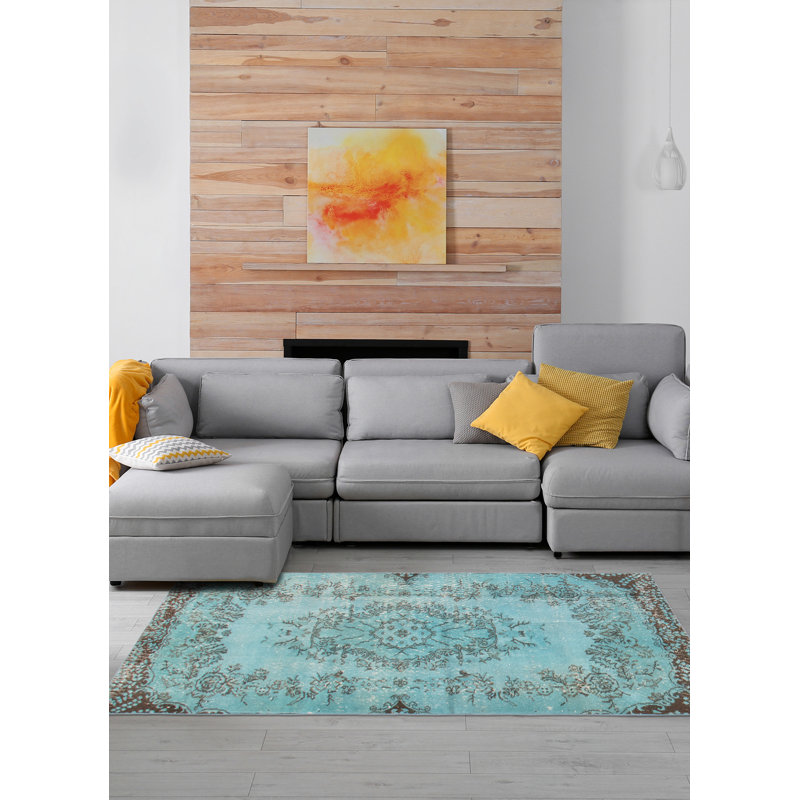 Tapis bleu ciel à transition de couleur 3 pi 3 po x 7 pi 0 po