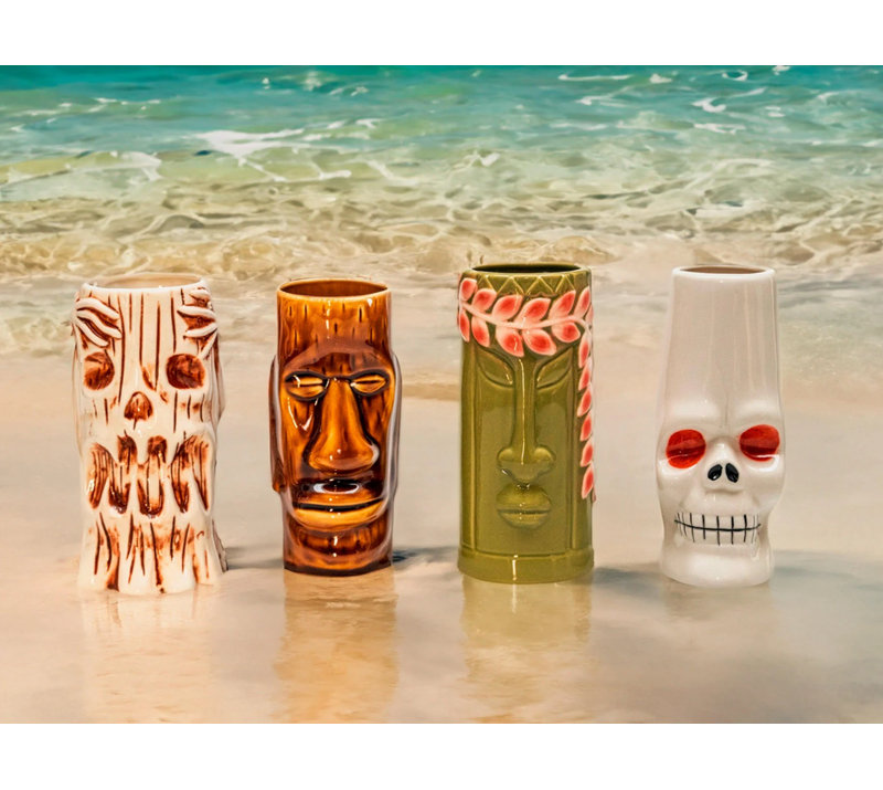 Verres à tiki en céramique, parfaits pour les cocktails exotiques, le thé glacé, les boissons gazeuses, le tai-maï