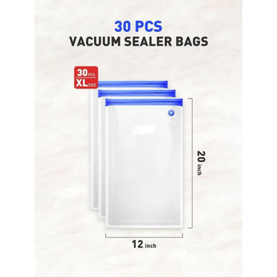 Lot de 30 sacs de mise sous vide réutilisables pour aliments, 2 tailles, sans BPA, avec clips de fermeture et conception anti-fuite, pour la cuisson sous vide, la congélation et le réchauffage au micro-ondes.