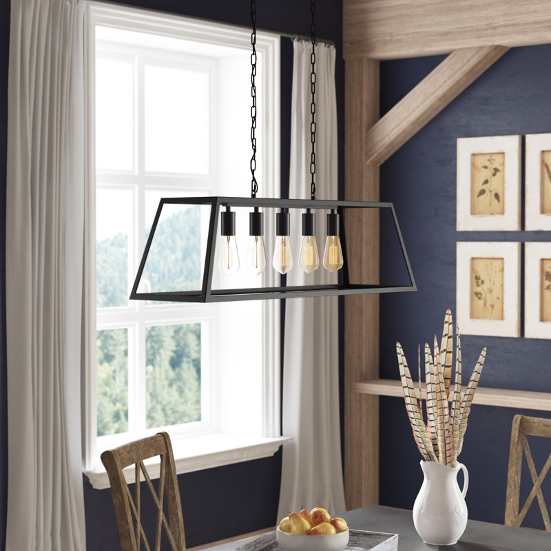 Barraza Linear Dimmable Pendant, Black, 5 Lights