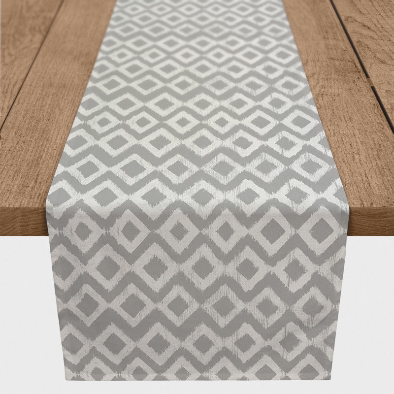 Fonseca Geometric Table Runner, Light Gray, 90" x 16"