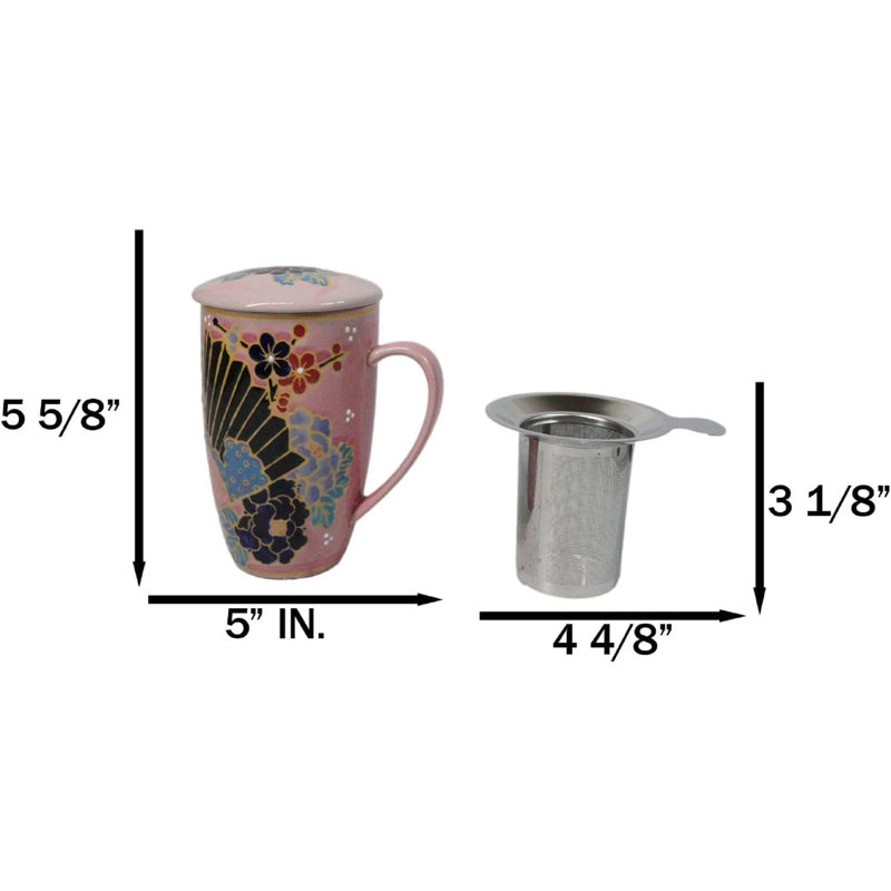 Tasse à thé en porcelaine 15 oz avec couvercle et infuseur en acier